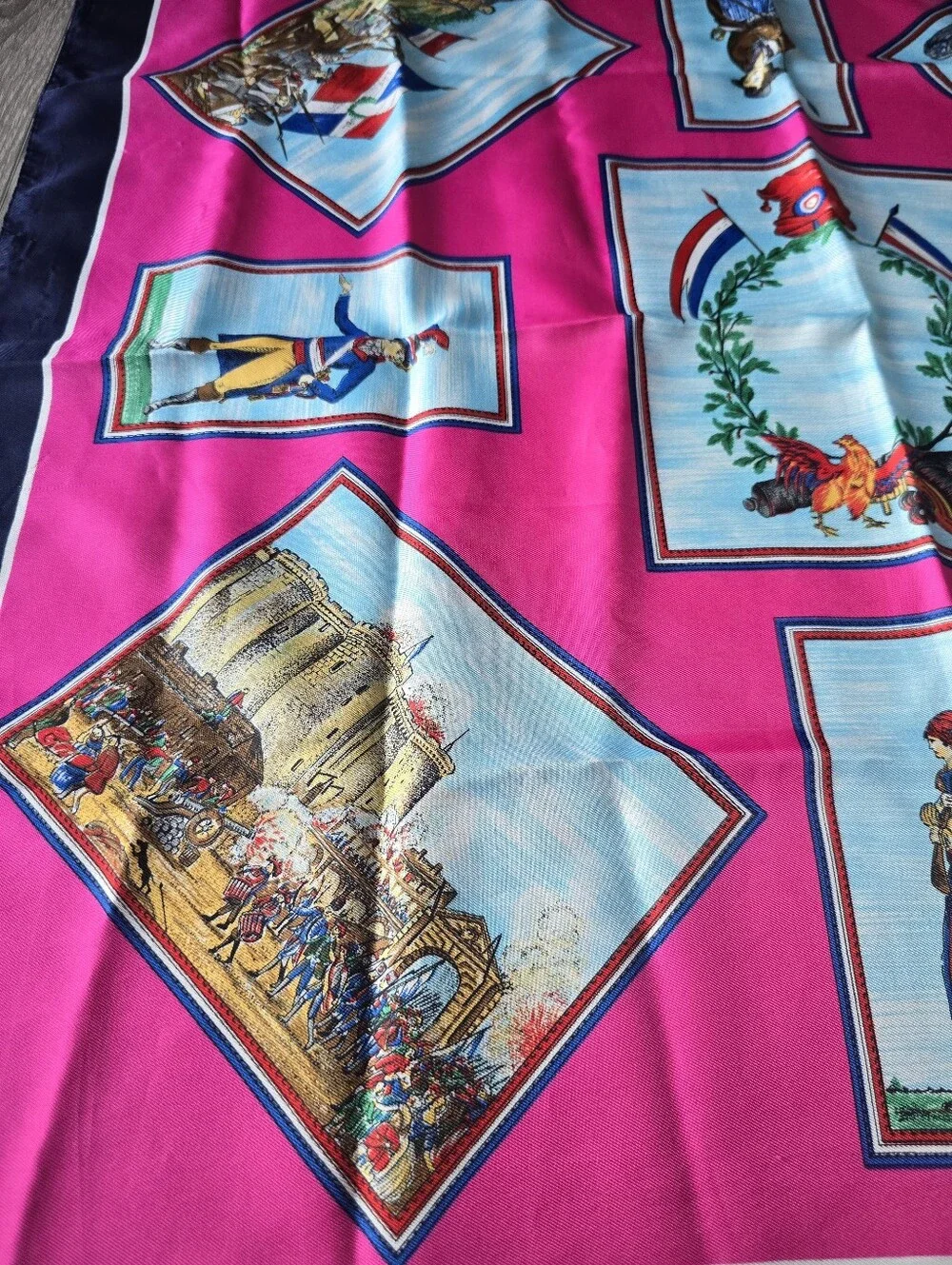 Vintage French Revolution Scarf Pink Bastille Liberty Bicentennial 1789 Square